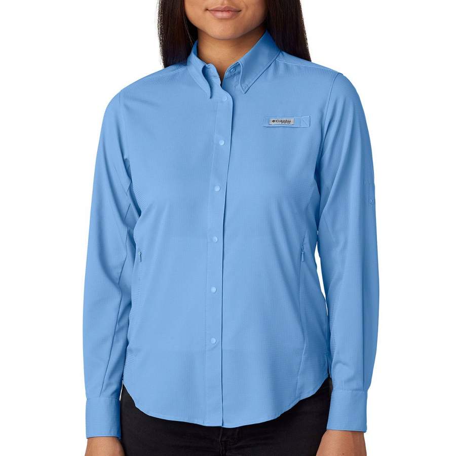 Columbia Women’s White Cap Blue Tamiami II Long Sleeve Shirt