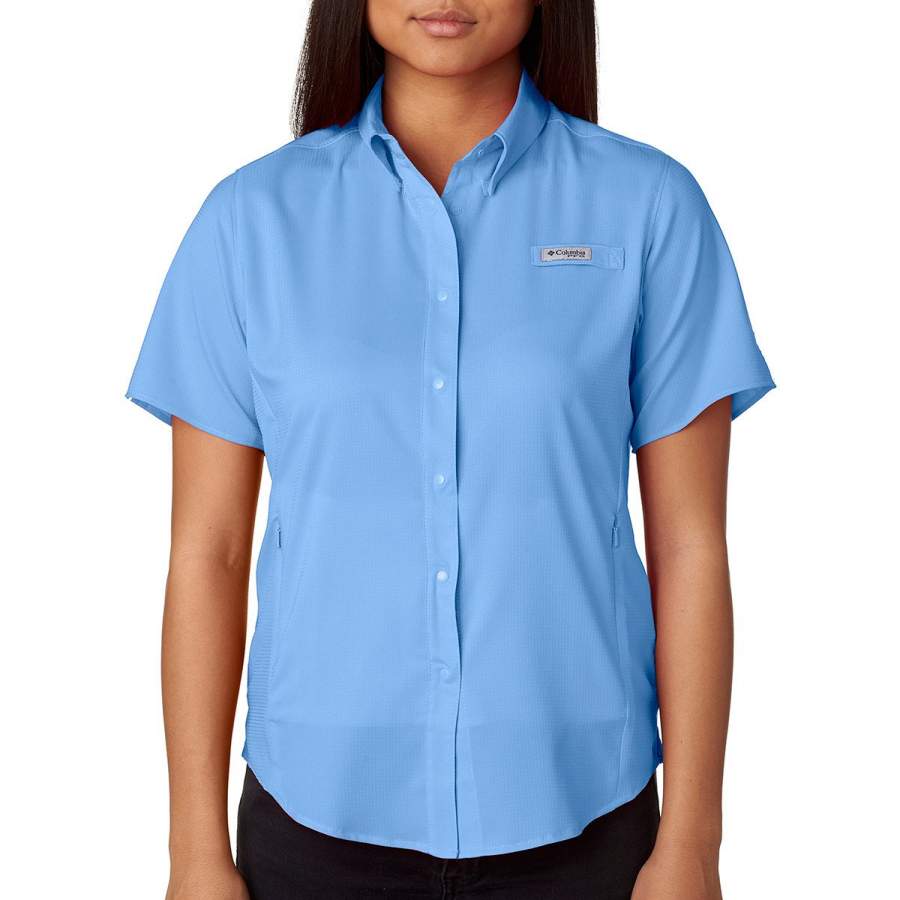 Columbia Women’s White Cap Blue Tamiami II Short Sleeve Shirt