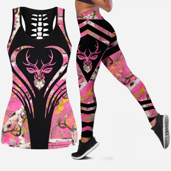 Deer Hunting Legging And Hollow Out Tank Top Set Outfit For Women | Full Size | Adult | Colorful | Lgs1218