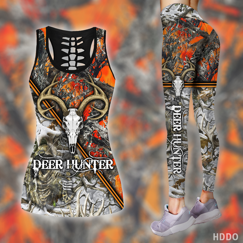 Deer Hunting Legging And Hollow Out Tank Top Set Outfit For Women | Full Size | Adult | Colorful | Lgs1215