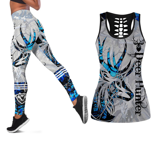 Deer Hunting Legging And Hollow Out Tank Top Set Outfit For Women | Full Size | Adult | Colorful | Lgs1213