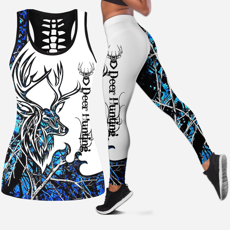 Deer Hunting Legging And Hollow Out Tank Top Set Outfit For Women | Full Size | Adult | Colorful | Lgs1204