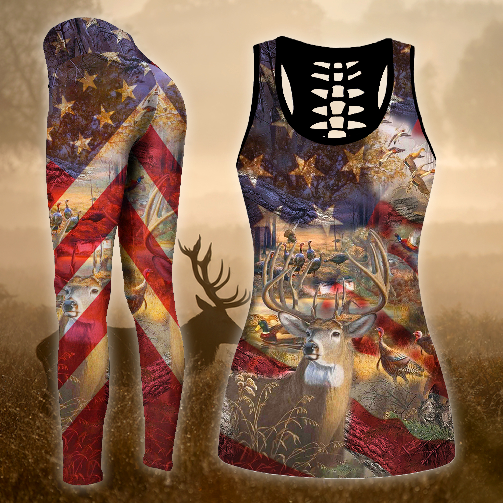 Hunting Legging And Hollow Out Tank Top Set Outfit For Women | Adult | Lgs1255