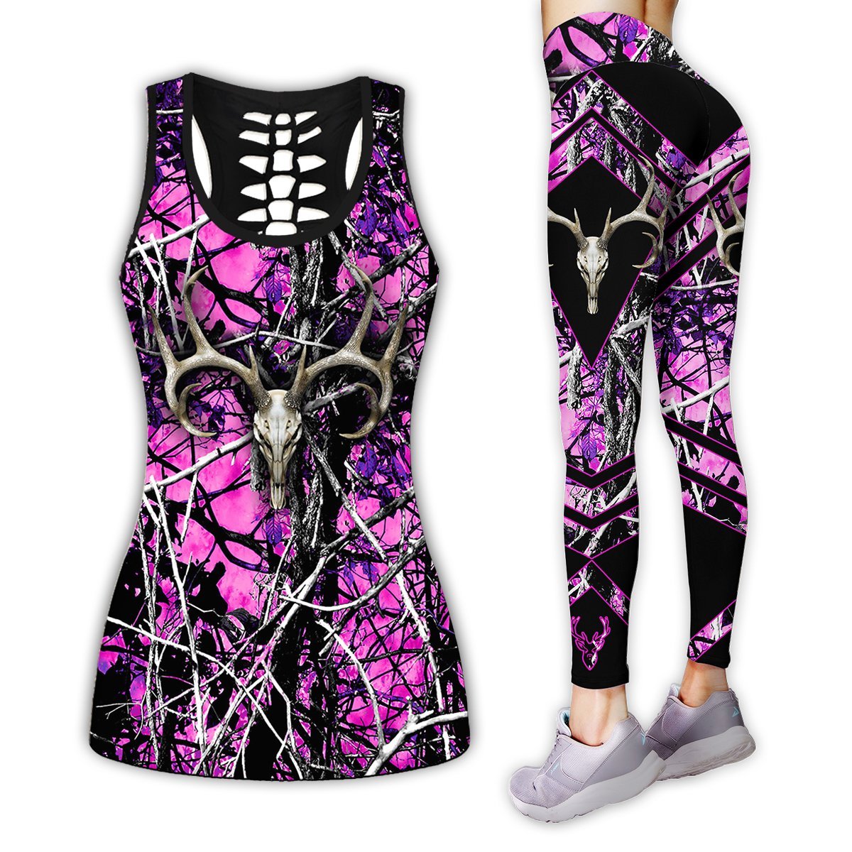 Hunting Purple Legging And Hollow Out Tank Top Set Outfit For Women | Adult | Lgs1260