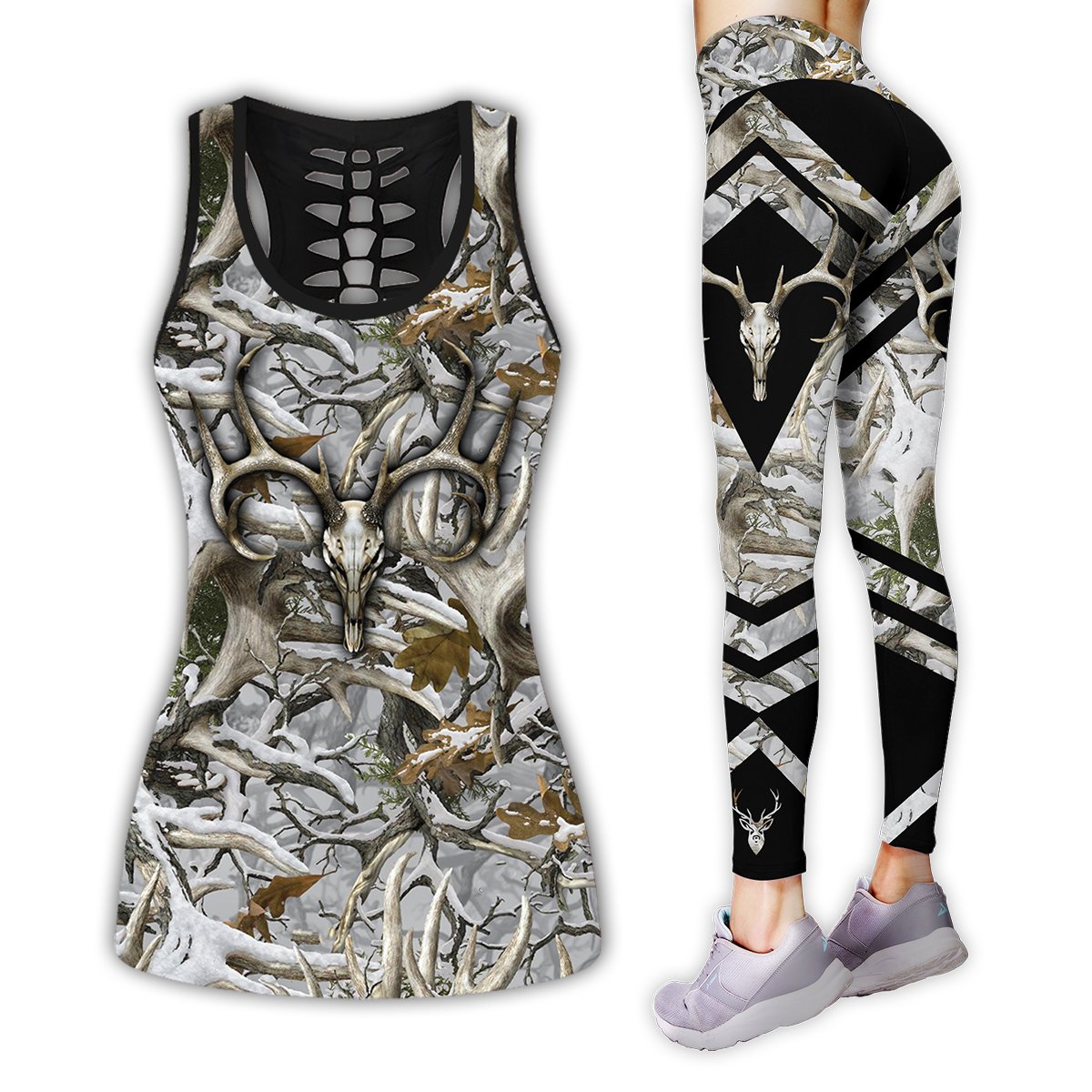 Hunting Camo Legging And Hollow Out Tank Top Set Outfit For Women | Adult | Lgs1258