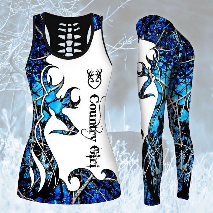 Hunting – Country Girl Legging And Hollow Out Tank Top Set Outfit For Women | Adult | Lgs1195