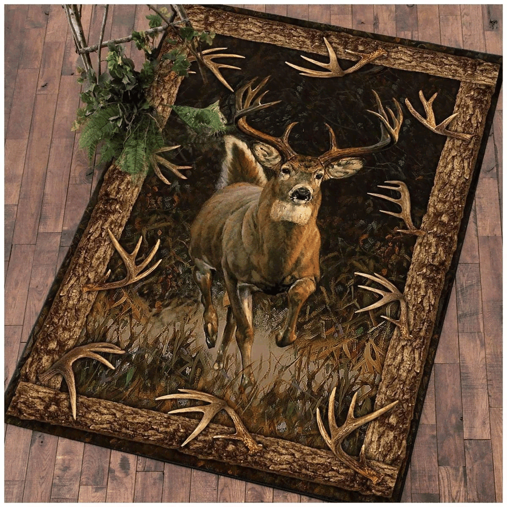 Deer Hunting Anti-Skid Plush Velour Area Rug | Ar2066