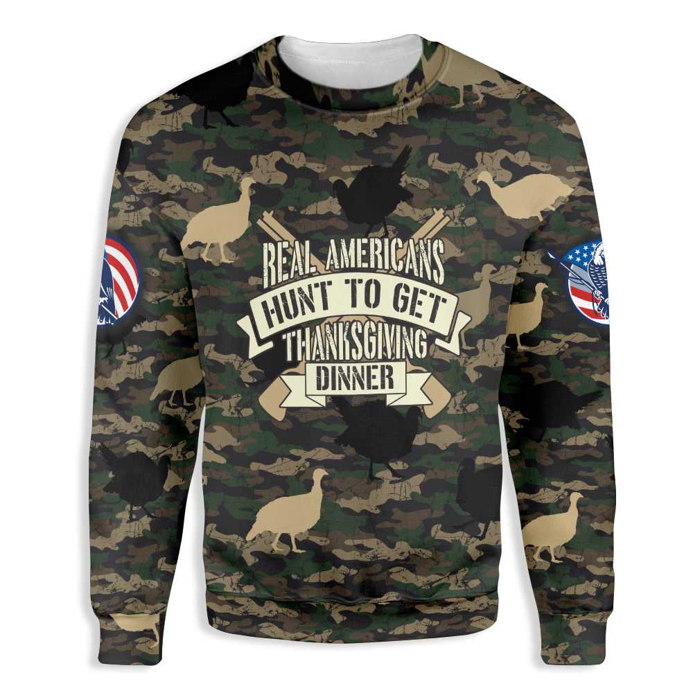 Real Americans Turkey Hunting For Thanksgiving Ugly Christmas Sweater | Unisex | Full Size | Adult | Colorful | Us3823