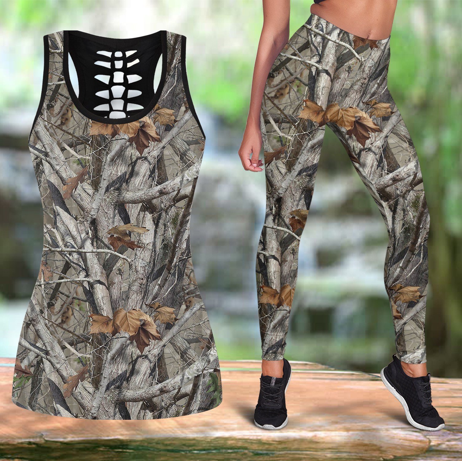 Hunting Camo Legging And Hollow Out Tank Top Set Outfit For Women | Adult | Lgs1032