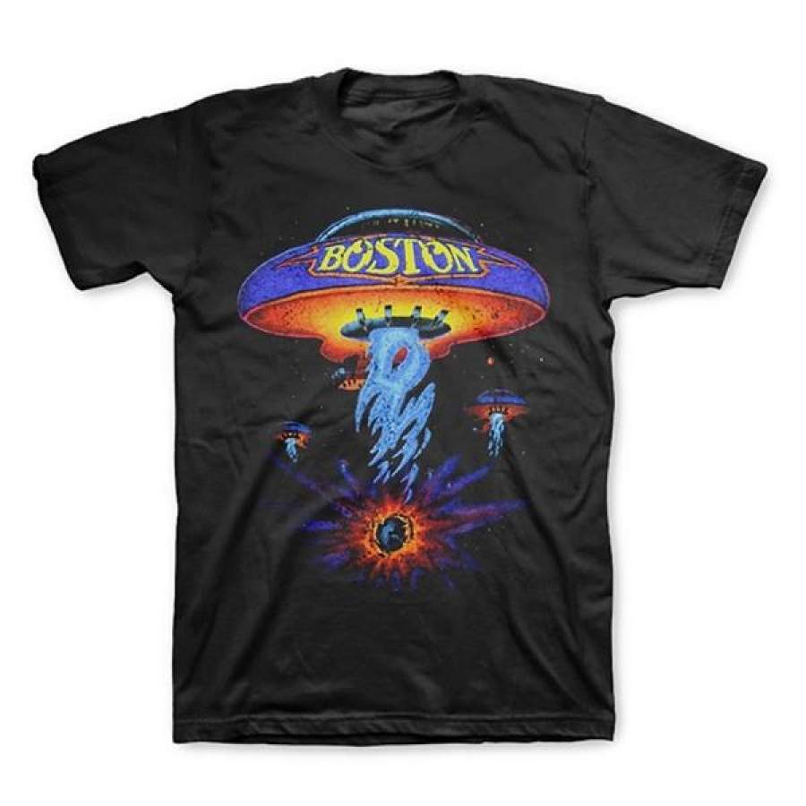 Boston Band Classic Spaceship Starship Men’S Short Sleeve T-Shirt Black S-3Xl