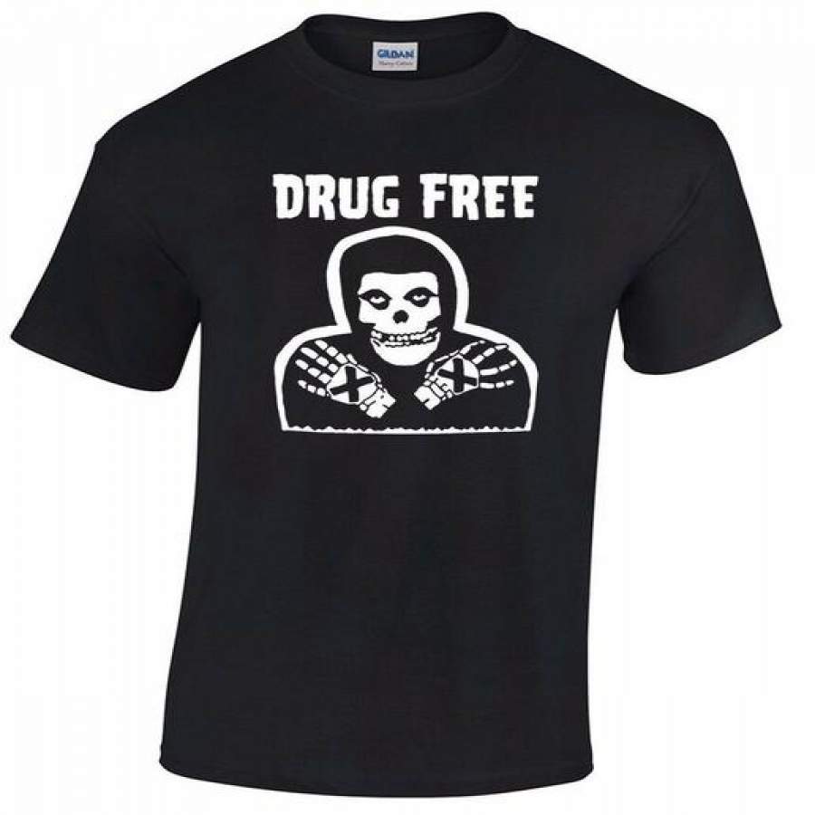 DRUG FREE Crimson Ghost T-shirt misfits straight edge punk minor threat h2o