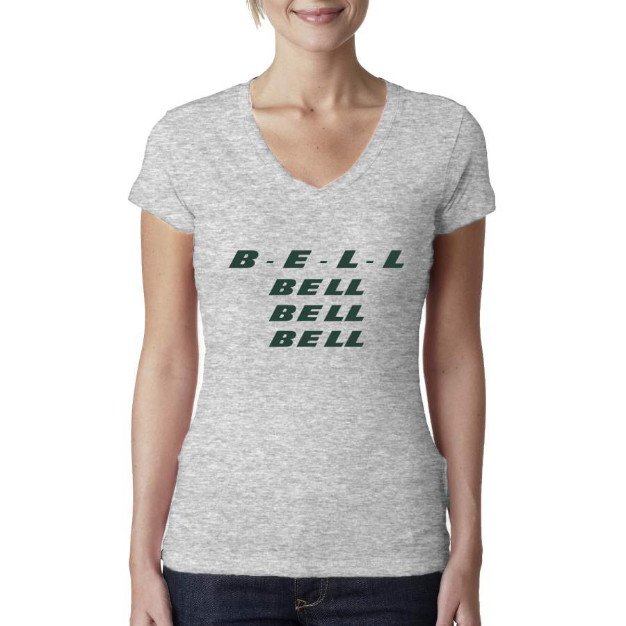 B-E-L-L Bell Bell Bell, Funny #26 New York Fantasy Football Fans | Womens Sports Junior Fit V-Neck Tee