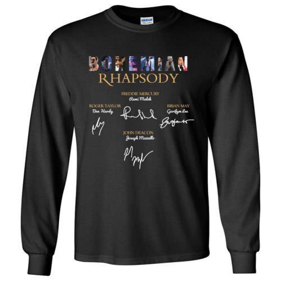 Bohemian Rhapsody Freddie Mercury Brian May Roger Taylor John Deacon sign Long Shirt