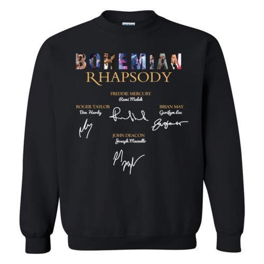 Bohemian Rhapsody Freddie Mercury Brian May Roger Taylor John Deacon sign Sweatshirt