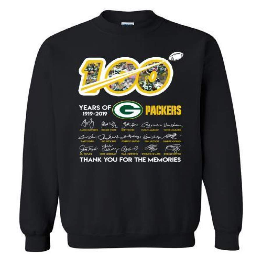 100 Years Of Green Bay Packers T-Shirt Anniversary Signature For Fans Sweatshirt
