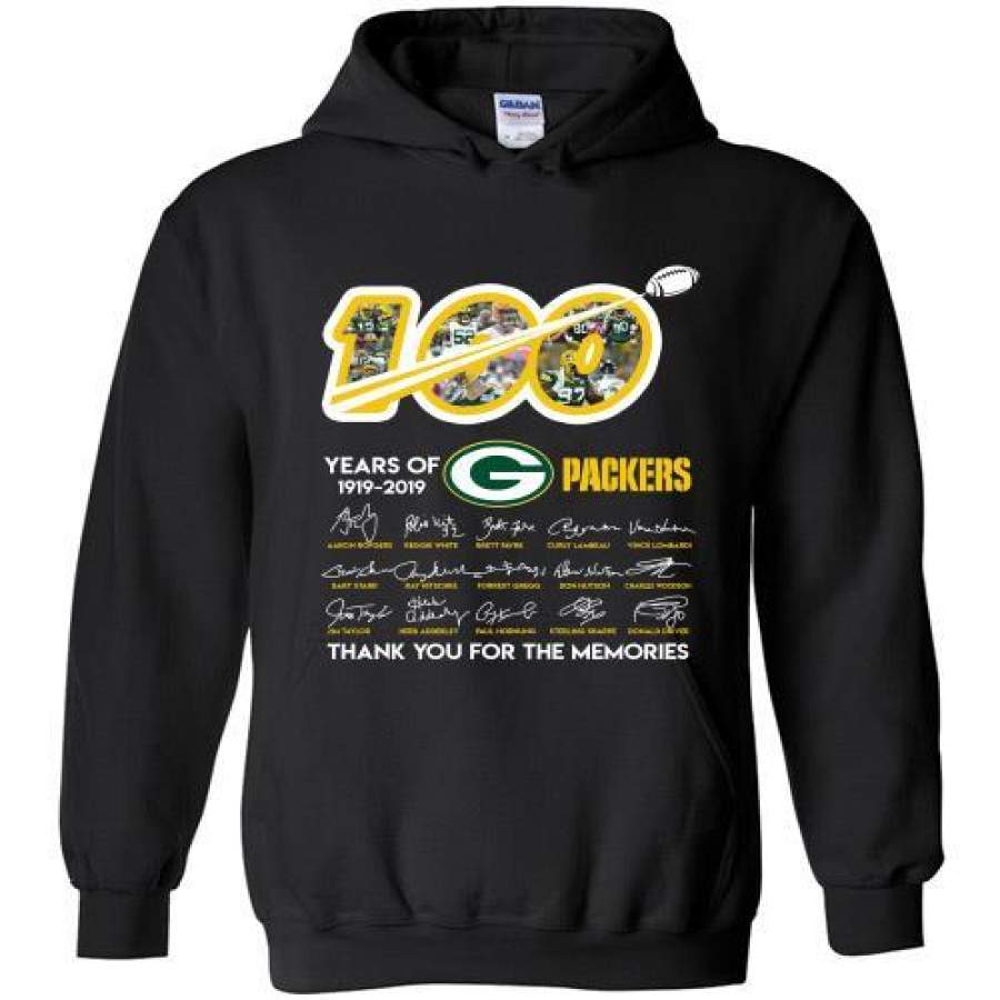 100 Years Of Green Bay Packers T-Shirt Anniversary Signature For Fans Hoodie