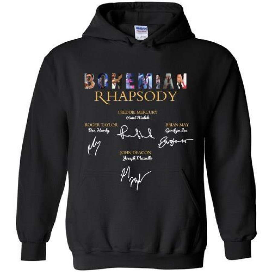 Bohemian Rhapsody Freddie Mercury Brian May Roger Taylor John Deacon sign Hoodie