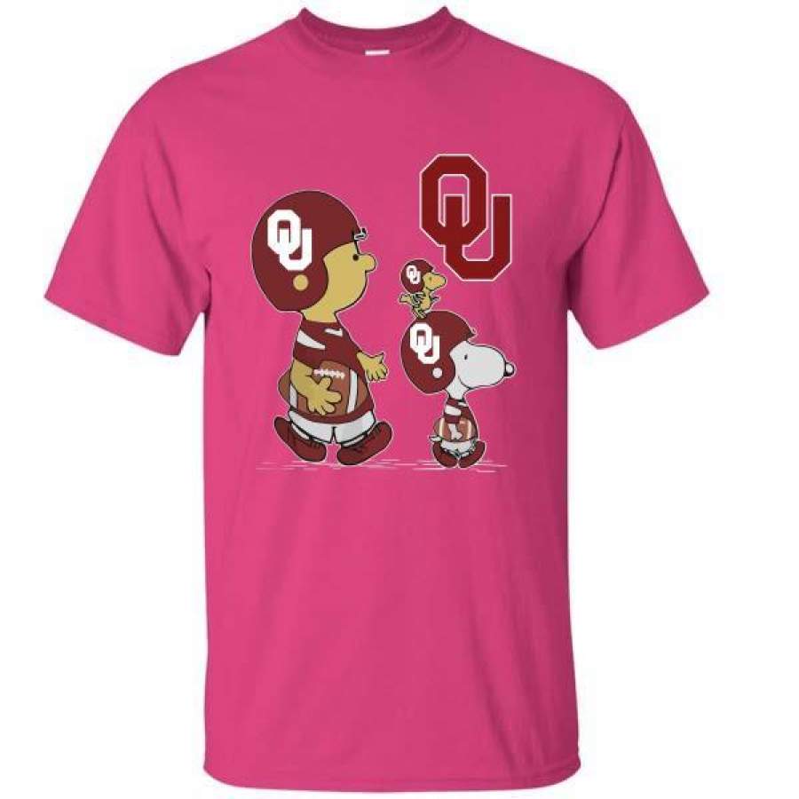 Charlie Brown Snoopy and Woodstock Oklahoma Sooners Football T-Shirt