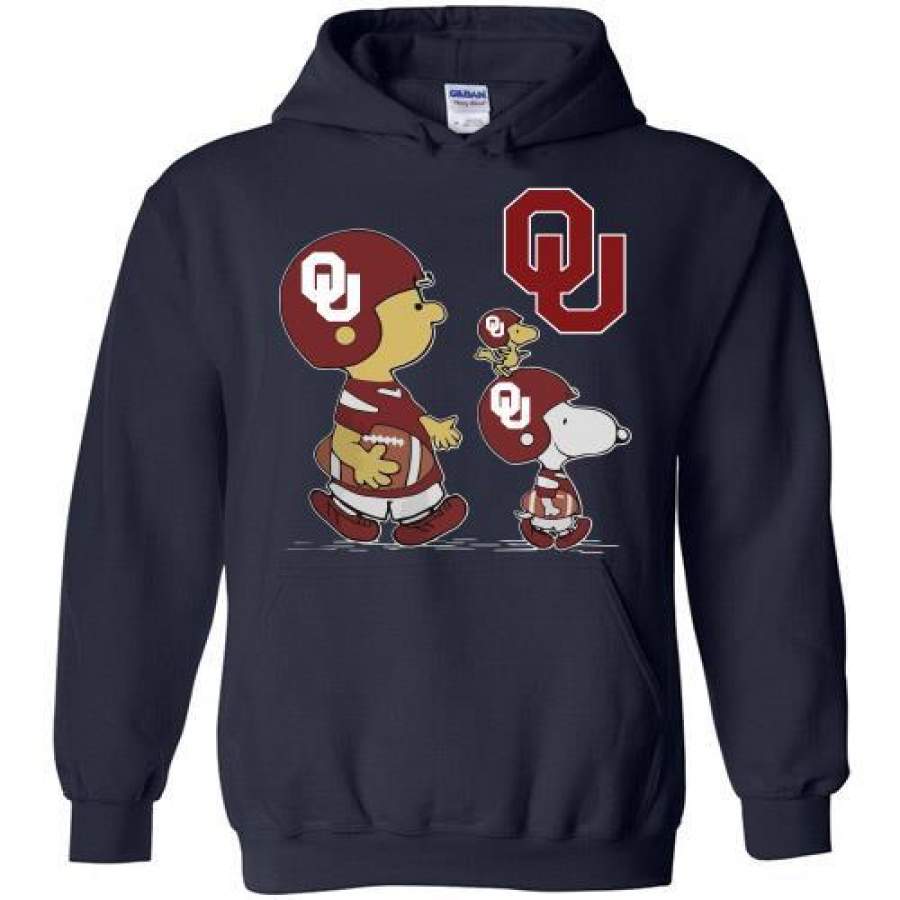 Charlie Brown Snoopy and Woodstock Oklahoma Sooners Football Hoodie