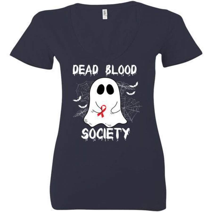 Dead Blood Society Boo Ghost Halloween Ladies Deep V-Neck