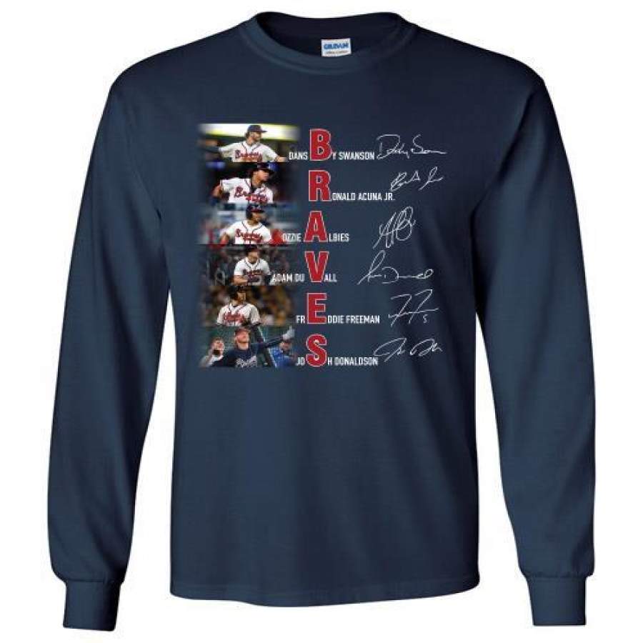 Braves Dansby Swanson Ronald Acuna Ozzie Albies Adam Duvall Freddie Freeman Josh Donaldson Signature Long Shirt