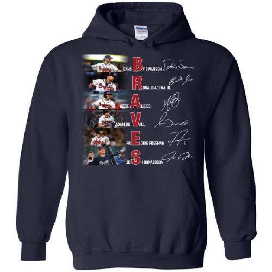 Braves Dansby Swanson Ronald Acuna Ozzie Albies Adam Duvall Freddie Freeman Josh Donaldson Signature Hoodie