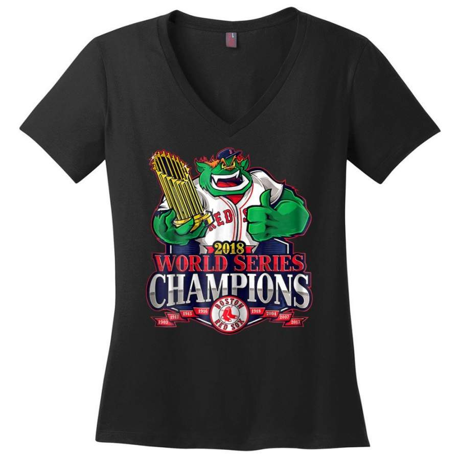 Damage Done Boston Red Sox 2018 World Series Champions Ladies V-neck