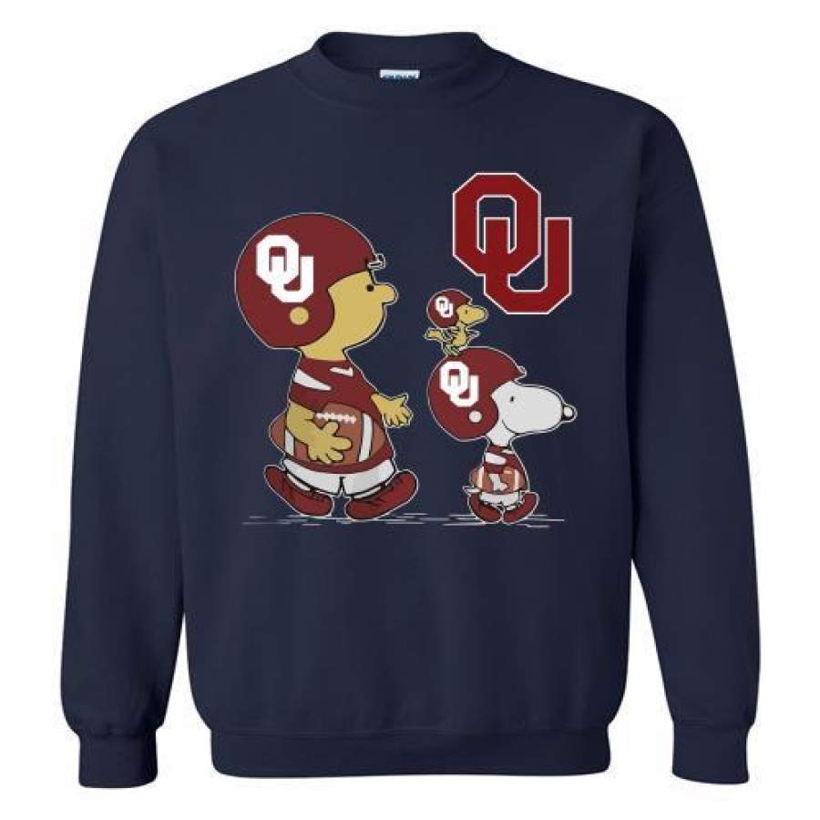 Charlie Brown Snoopy and Woodstock Oklahoma Sooners Football Sweatshirt