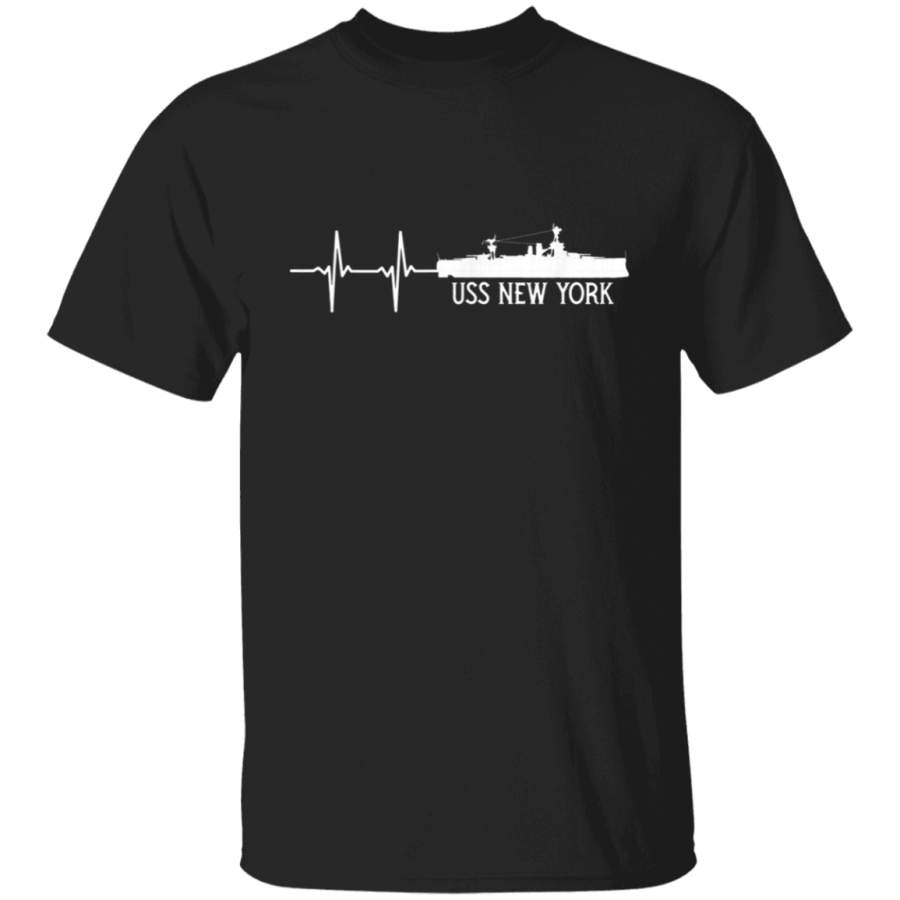 EKG Heartbeat USS New York BB34 Battleship TShirt