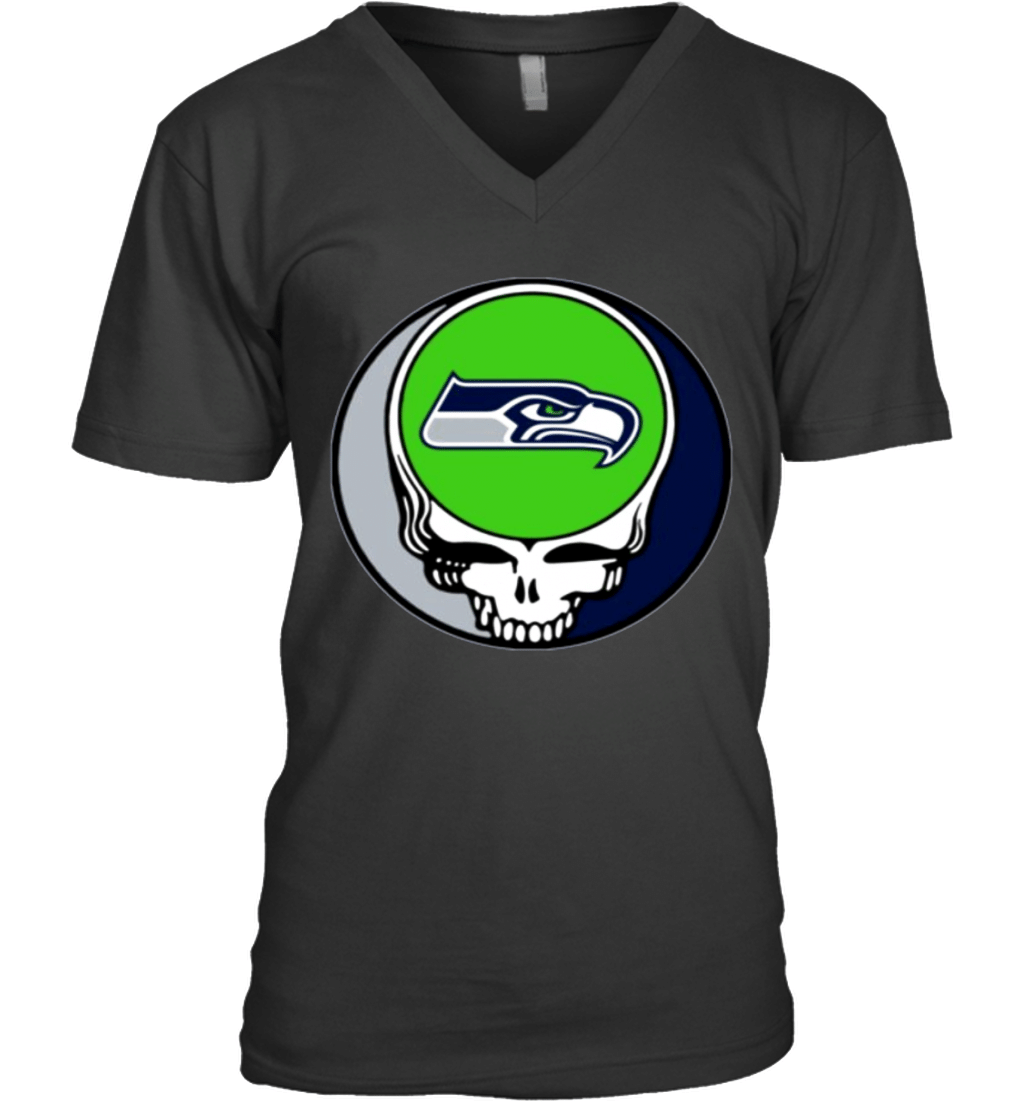 Bandit Steal Your Face Seattle Grateful Seahawk Dead Lot Skull Football VNeck