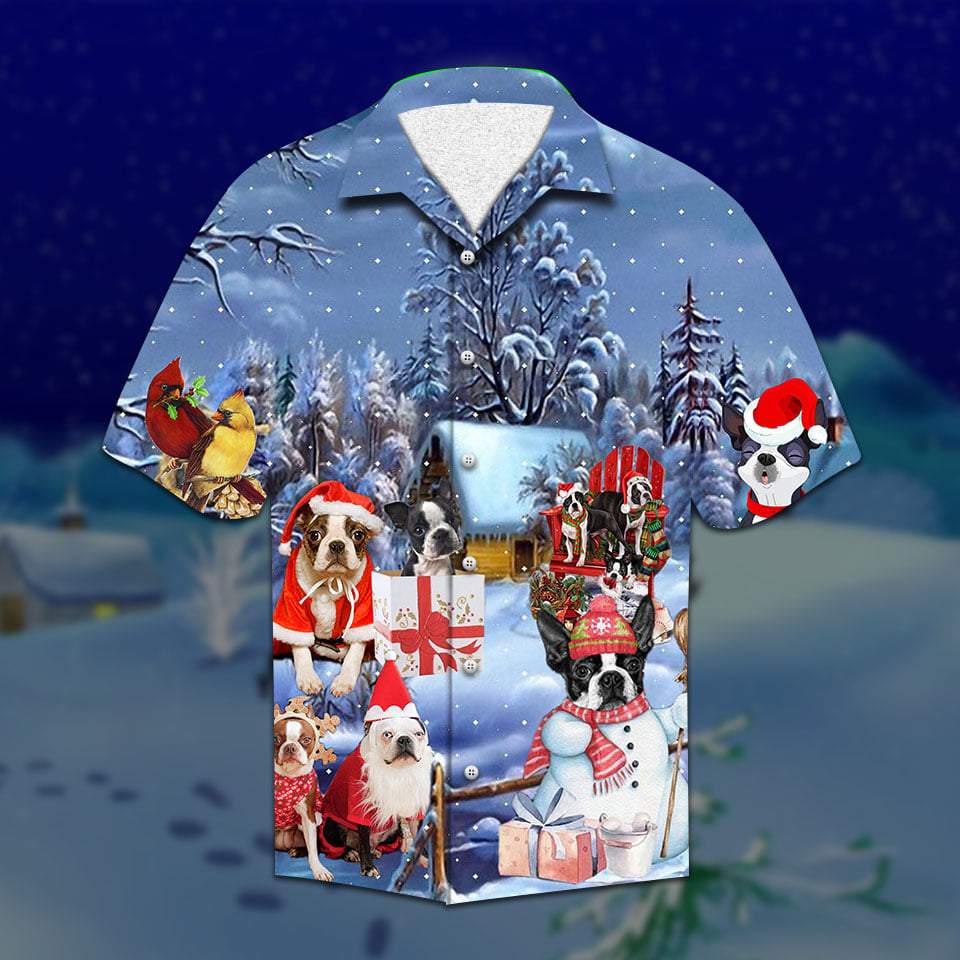 Boston Terrier Christmas Hawaii Shirt