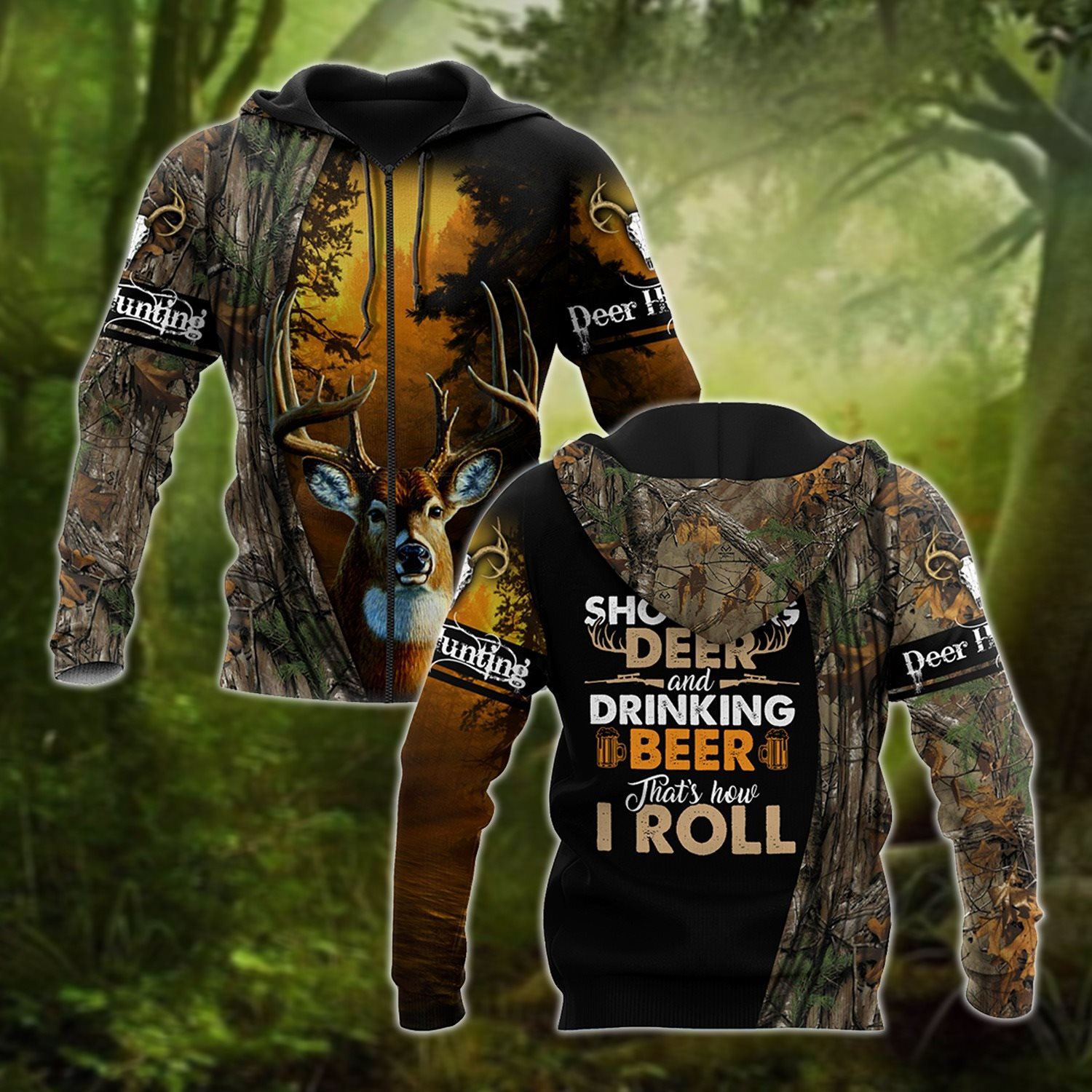 Hunting Deer And Drinking Beer 3D All Over Print | Unisex | Adult | Ht3503