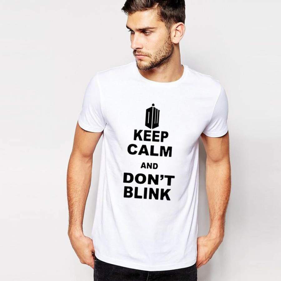 Doctor Who Keep Calm And Don’T Blink Letter Men Fashion T-Shirt Black White O-Neck Casual Tops Summer Tee