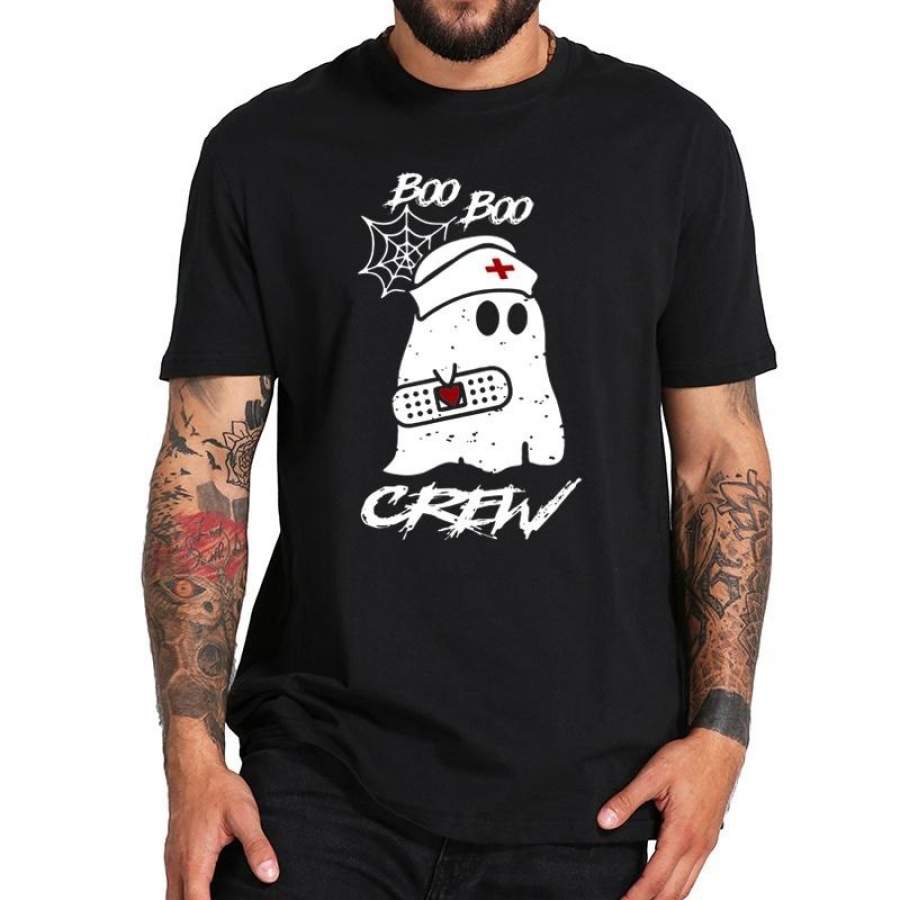 Boo Boo Crew Nurse Ghost T-Shirt – Funny Halloween Cartoon Tv Series Gift T Shirt – Us Size 100% Cotton