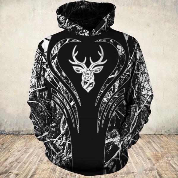 Deer Black White Hunting 3D All Over Print | Unisex | Adult | Ht4608