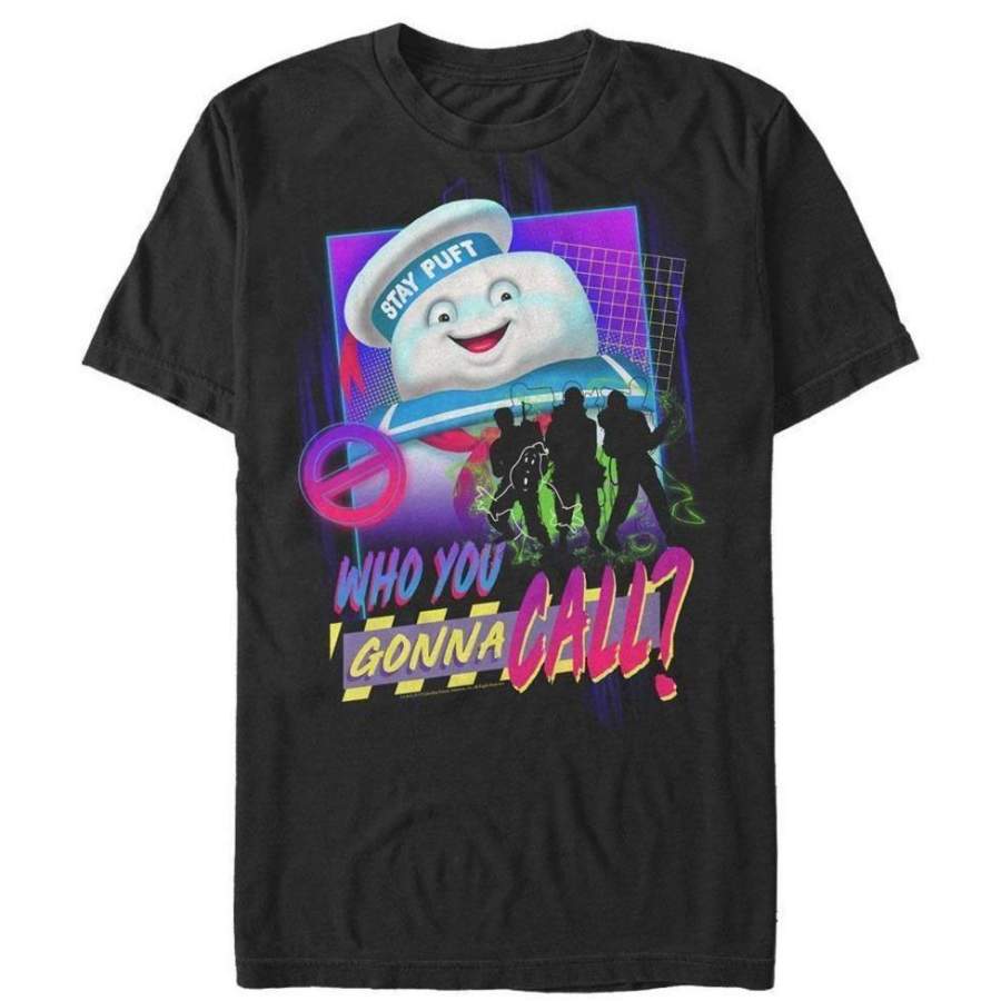 1990s Neon Grid – Ghostbusters Black T-Shirt