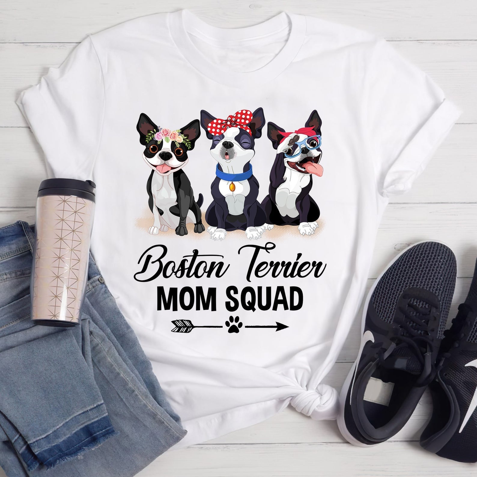 Boston Terrier Mom Squad Awesome Boston Terriers Dog T-Shirt, Best Gift For Dog Lovers Boston Terrier Owners