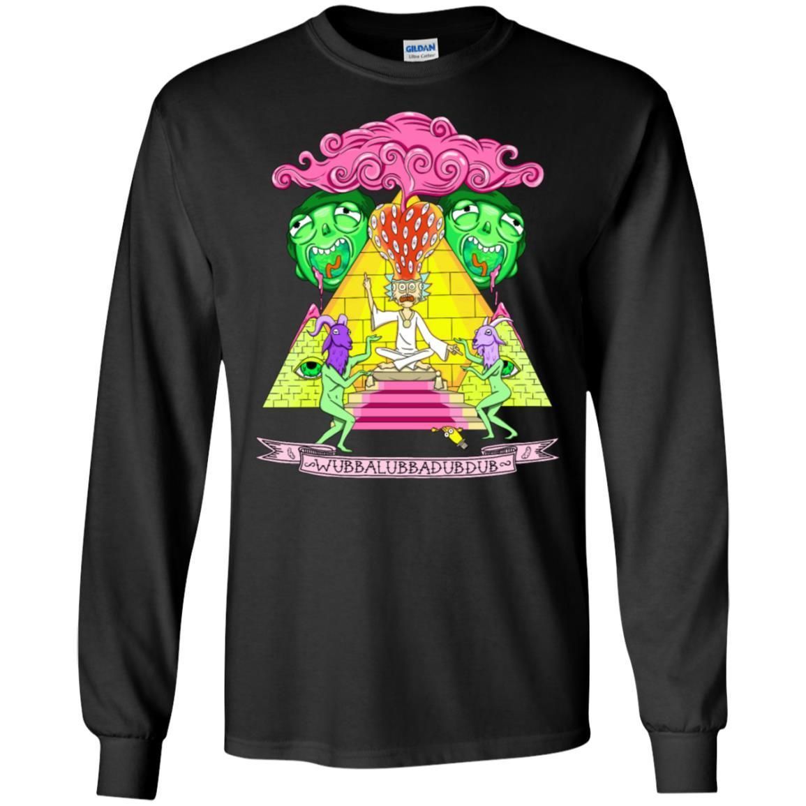 Rick And Morty Pyramid With Catchphrase Men Long Sleeve Shirt