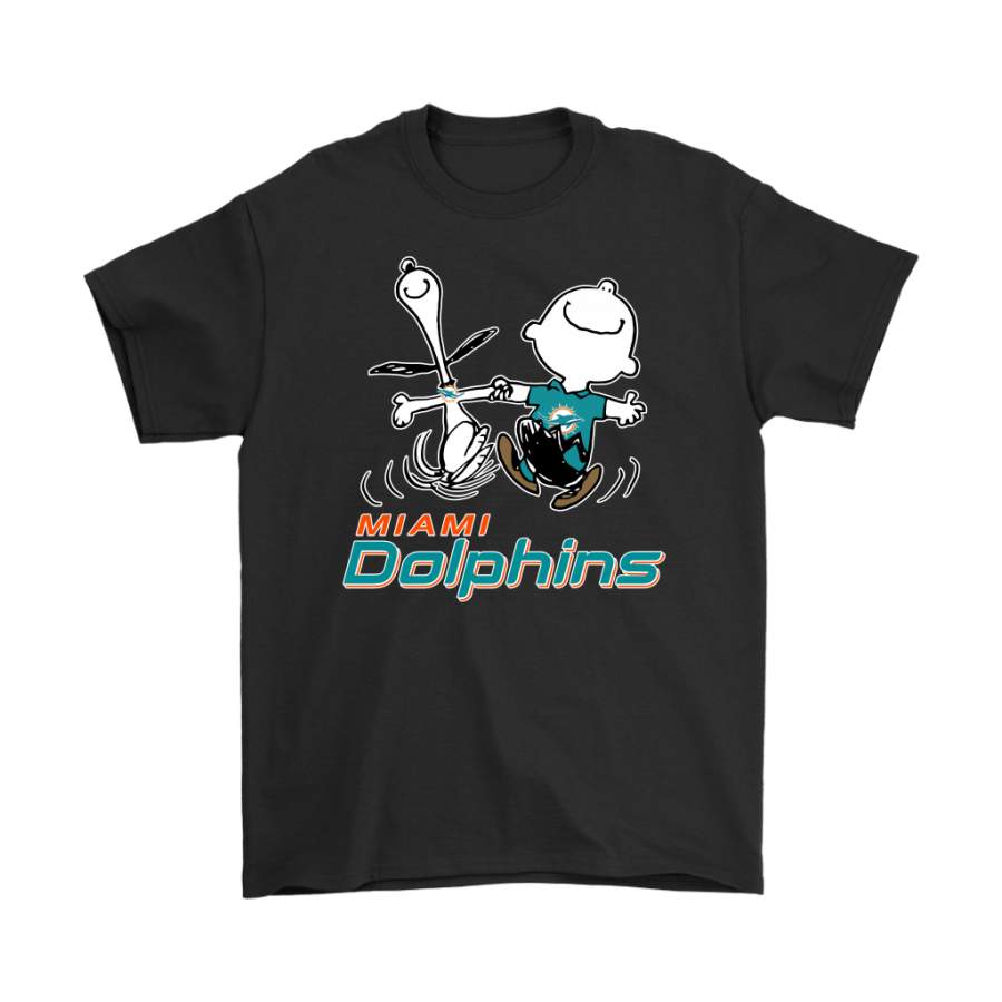 Snoopy And Charlie Brown Happy Miami Dolphins Fans Shirts