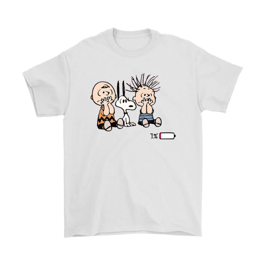 Charlie Brown Snoopy Linus van Pelt 1% Battery Left Shirts