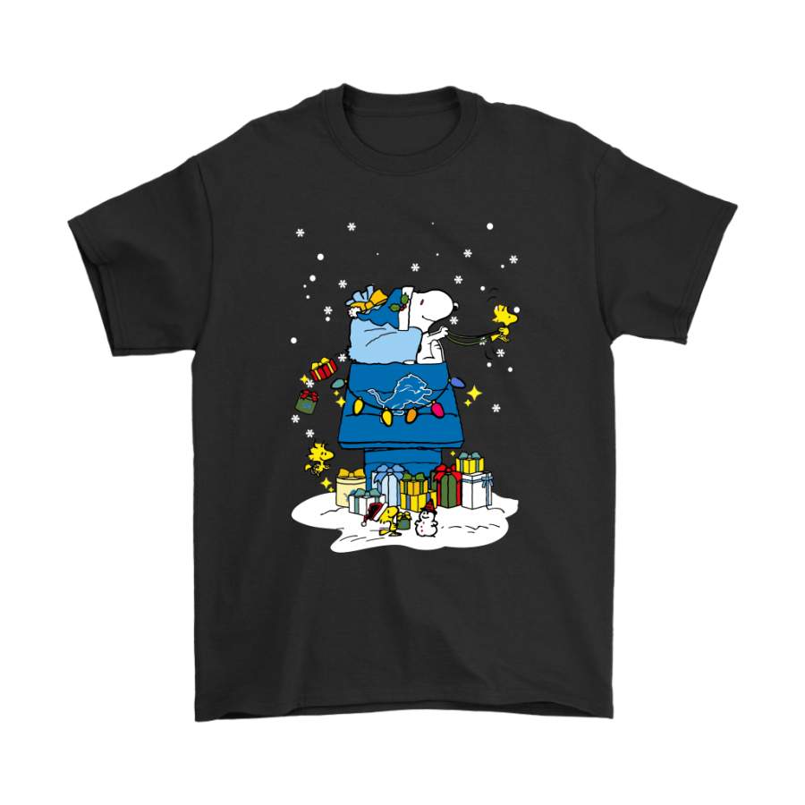 Detroit Lions Santa Snoopy Brings Christmas To Town Shirts