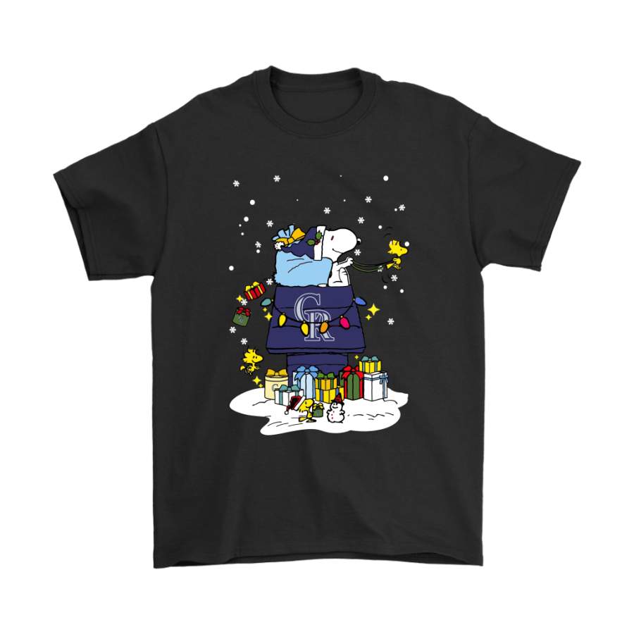 Colorado Rockies Santa Snoopy Brings Christmas To Town Shirts