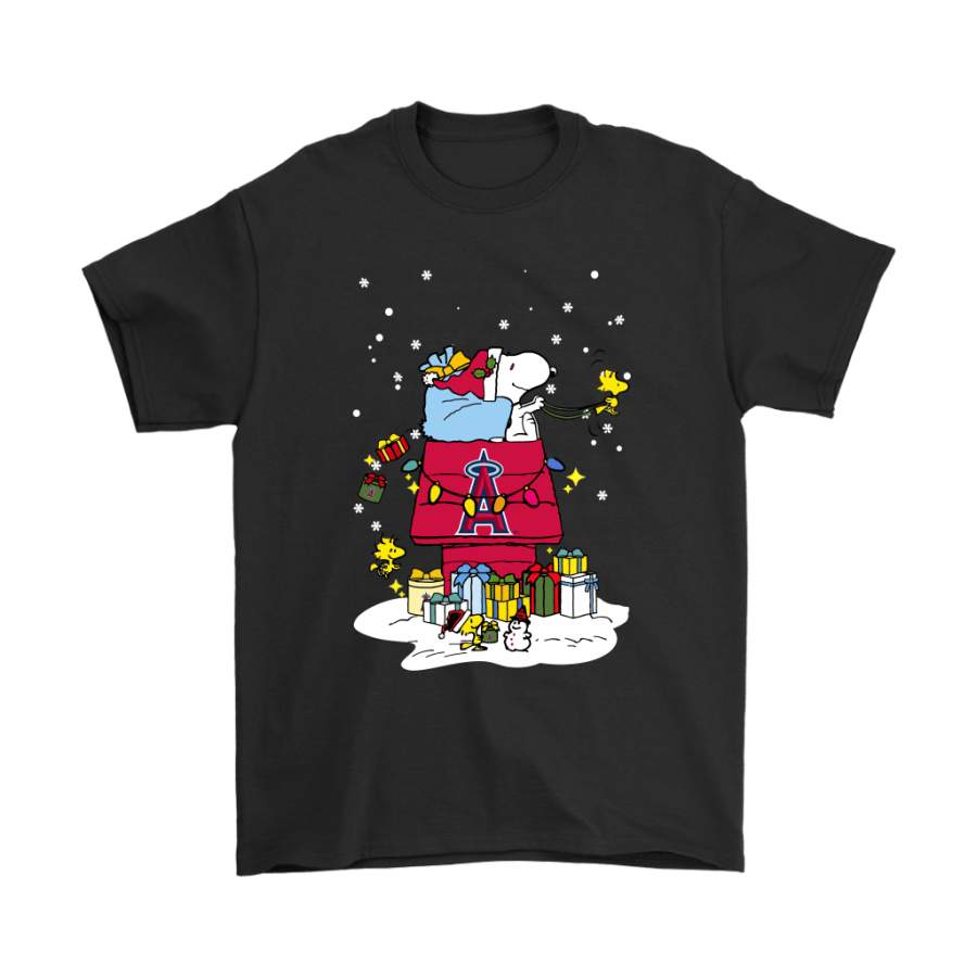 Los Angeles Angels Santa Snoopy Brings Christmas To Town Shirts