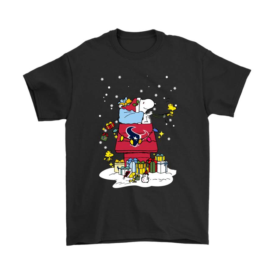 Houston Texans Santa Snoopy Brings Christmas To Town Shirts