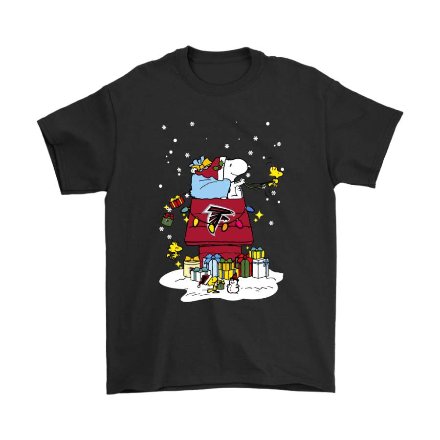 Atlanta Falcons Santa Snoopy Brings Christmas To Town Shirts