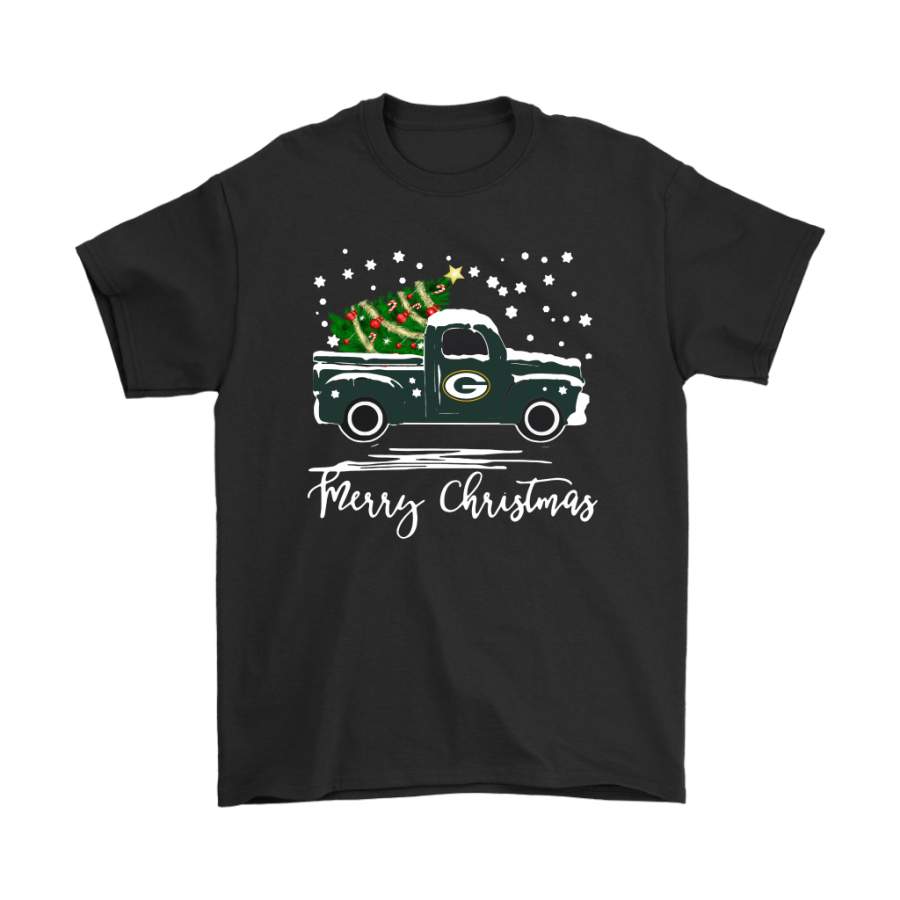 Green Bay Packers Car With Christmas Tree Merry Christmas Shirts