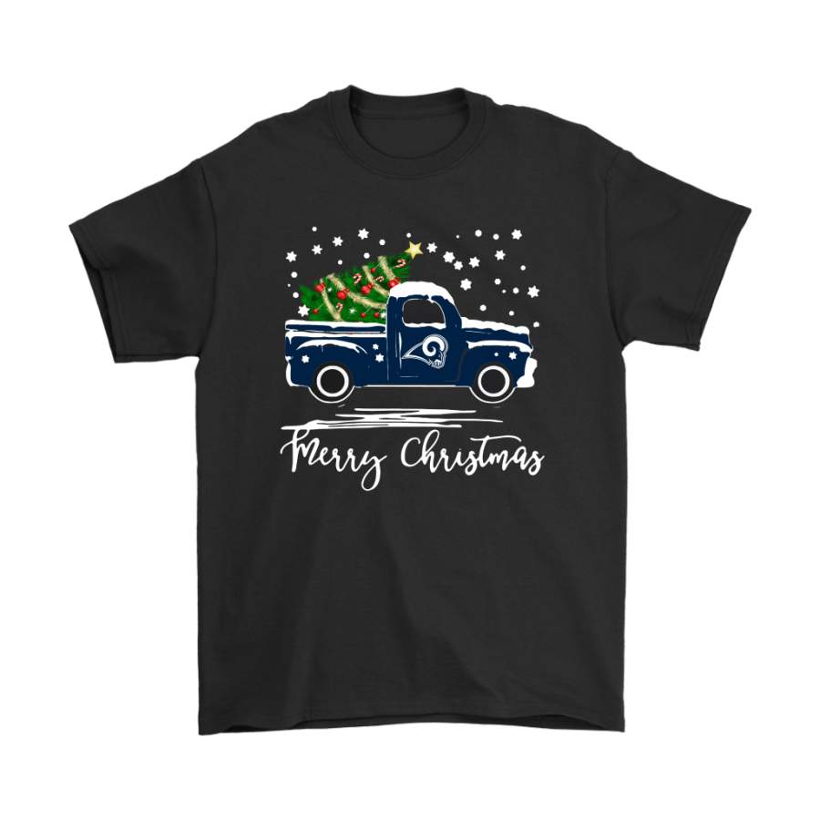 Los Angeles Rams Car With Christmas Tree Merry Christmas Shirts