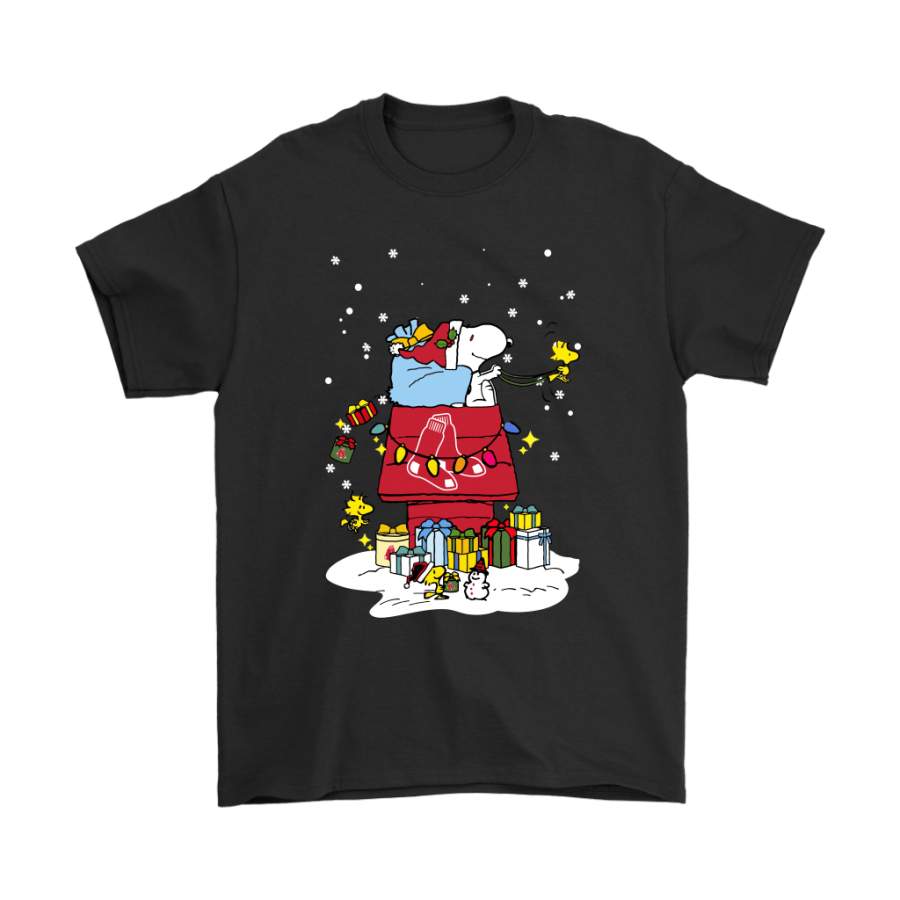 Boston Red Sox Santa Snoopy Brings Christmas To Town Shirts