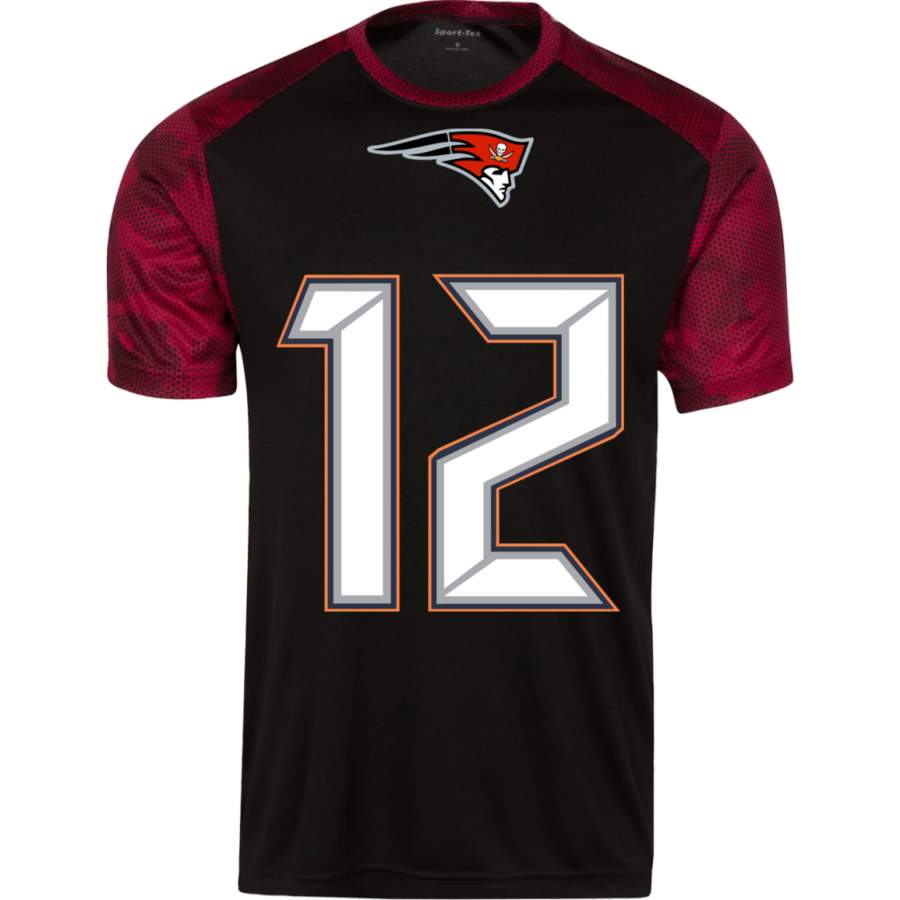 Brady Tampa Bay / Patriots Custom Fused Logo CamoHex Colorblock T-Shirt