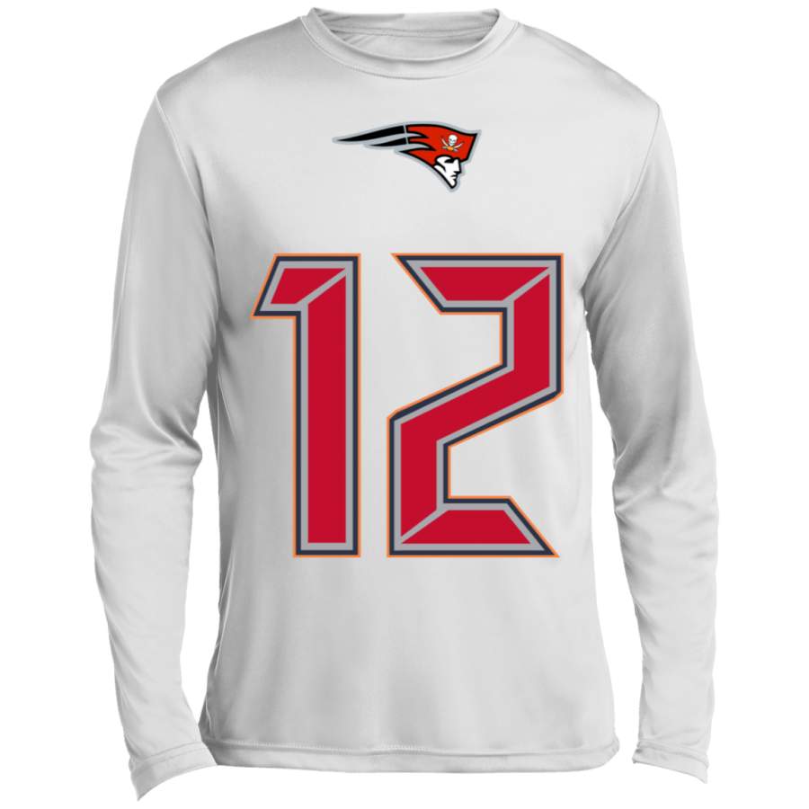 Brady Tampa Bay / Patriots Custom Fused Logo Long sleeve Moisture Absorbing T-Shirt